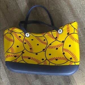 Yellow and Black Softball Print Tote Bag
